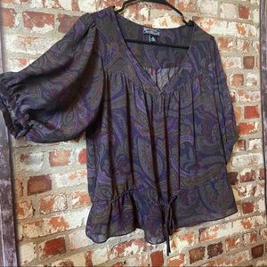 American Living Paisley Sheer Blouse 3/4’ Sleeve